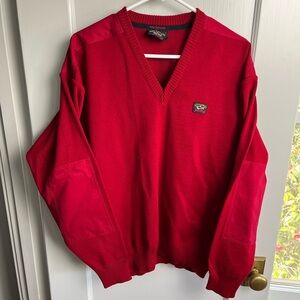 Vintage Paul & Shark Yachting Sweater Men's Sz M Red Wool Elbow Patches Pullover